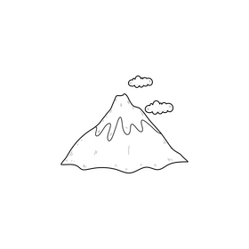 Mount Fuji drawing black and white clipart