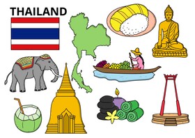 Thailand drawing set vector