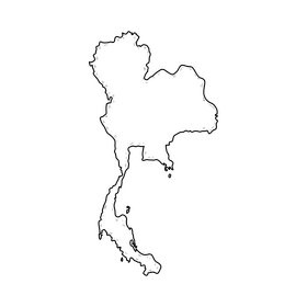 Thailand map drawing black and white clipart