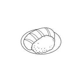 Mango sweet rice dessert black and white clipart