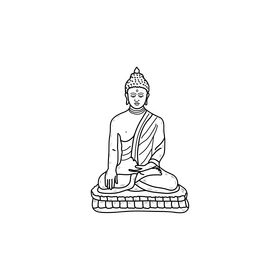 Statue of Lord Buddha drawing black and white clipart