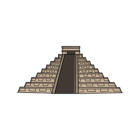 El Castillo, Chichen Itza, Mayan temple drawing clipart