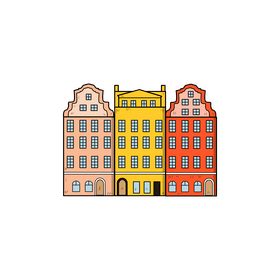 Colorful Wroclaw houses drawing clipart