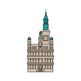 Poznan Town Hall drawing clipart