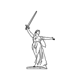 The Motherland Calls statue drawing black and white clipart