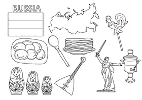 Russia drawing set black and white vector