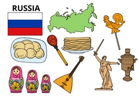 Russia drawing set vector