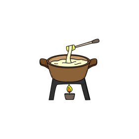 Swiss fondue pot drawing clipart
