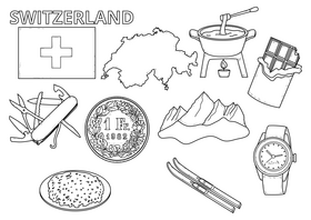 Switzerland drawing set black and white vector