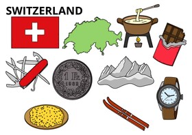 Switzerland drawing set vector