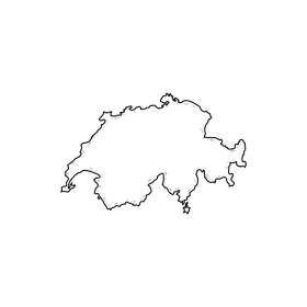 Switzerland map drawing black and white clipart