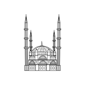 Selimiye Mosque drawing black and white clipart