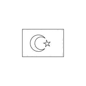 Turkey flag drawing black and white clipart