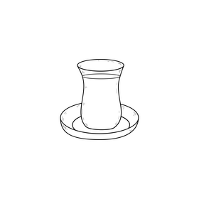 Turkish tea drawing black and white clipart