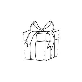 Christmas gift drawing black and white clipart