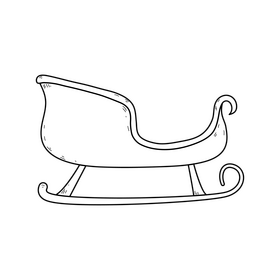 Christmas sleigh drawing black and white clipart