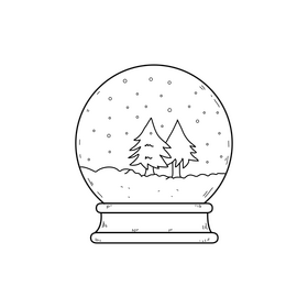 Christmas snow globe drawing black and white clipart