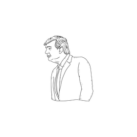 Donald Trump drawing black and white clipart