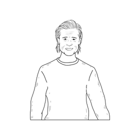 Brad Pitt cartoon drawing black and white clipart