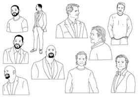 Celebrities, famous people, actors drawing black and white vector
