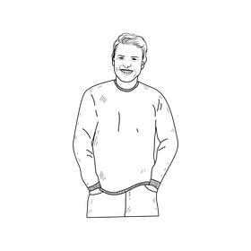 Tom Cruise cartoon drawing black and white clipart