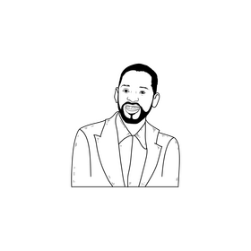 Will Smith drawing black and white clipart