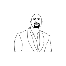 Dwayne Johnson cartoon drawing black and white clipart