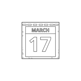 St Patricks Day date calendar black and white clipart