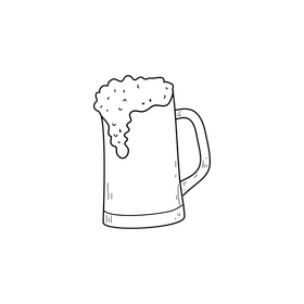 Beer mug drawing black and white clipart