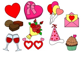 Valentines Day drawing set vector