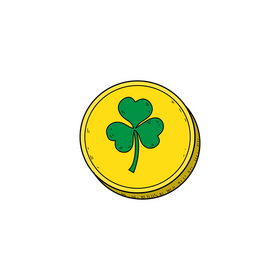 St Patricks Day shamrock coin drawing clipart
