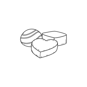Valentines Day chocolates drawing black and white clipart