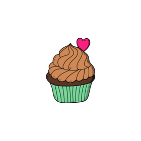 Valentines Day cupcake drawing clipart