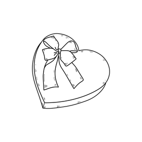Valentines Day gift drawing black and white clipart