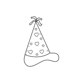 Party hat drawing black and white clipart