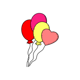 Valentines Day color balloons drawing clipart