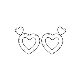 Heart glasses drawing black and white clipart
