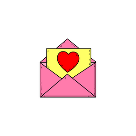 Valentines Day romantic letter drawing clipart