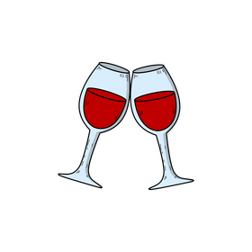 Valentines day red wine drawing clipart