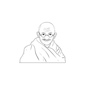 Mahatma Gandhi drawing black and white clipart