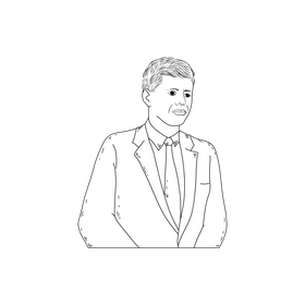 John F Kennedy cartoon drawing black and white clipart