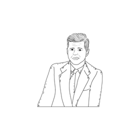 John F Kennedy drawing black and white clipart