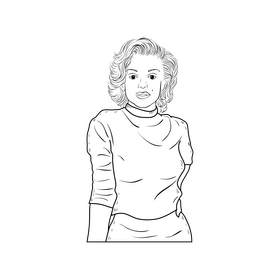 Marilyn Monroe cartoon drawing black and white clipart