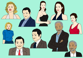 Celebrities, famous people, actors and actresses drawing vector