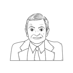 Mr Bean Rowan Atkinson drawing black and white clipart
