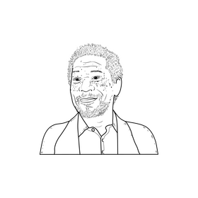 Morgan Freeman drawing black and white clipart