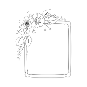 Floral border portrait black and white clipart