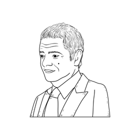 Rowan Atkinson Mr Bean drawing black and white clipart