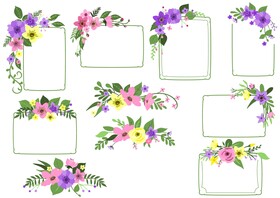 Floral frame and border set vector
