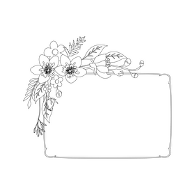 Floral frame black and white clipart